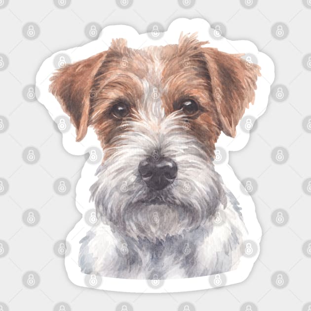 Rough Coated Jack Russell Terrier Watercolor Art Sticker by doglovershirts